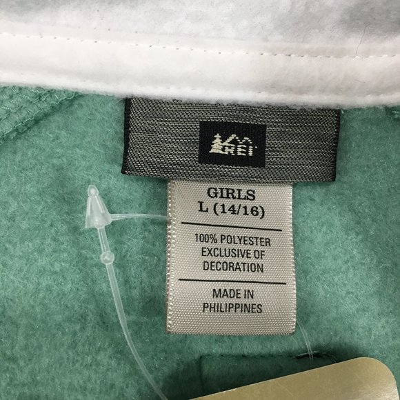 REI Boulder Ridge Girls L (14-16) Seafoam Green Fleece Vest Zip-Front NEW - Picture 5 of 6